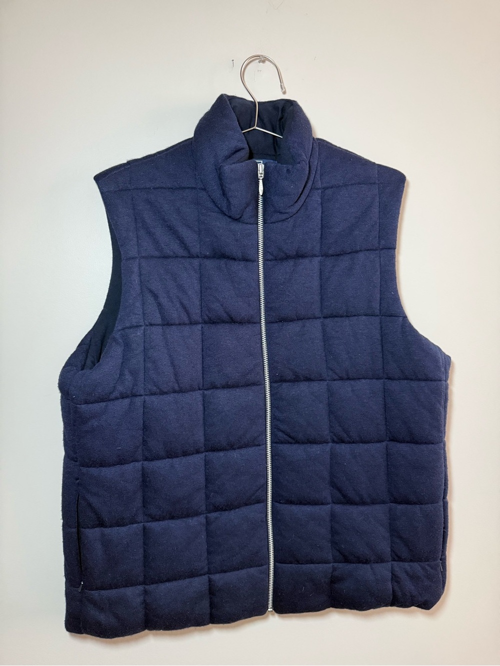 Vintage Polo Ralph Lauren Navy Blue Quilted Zip-Up Vest Size L Cashmere Preppy